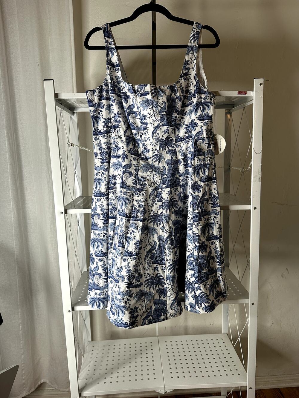 STAUD Wells mini dress in Blue toile 16